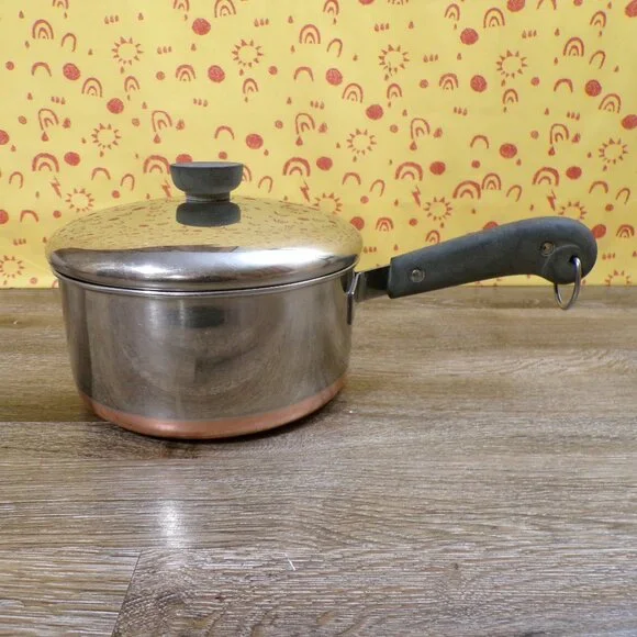 REVERE WARE Vintage 2 Qt Stainless Saucepan Copper Bottom - Picture 1 of 13